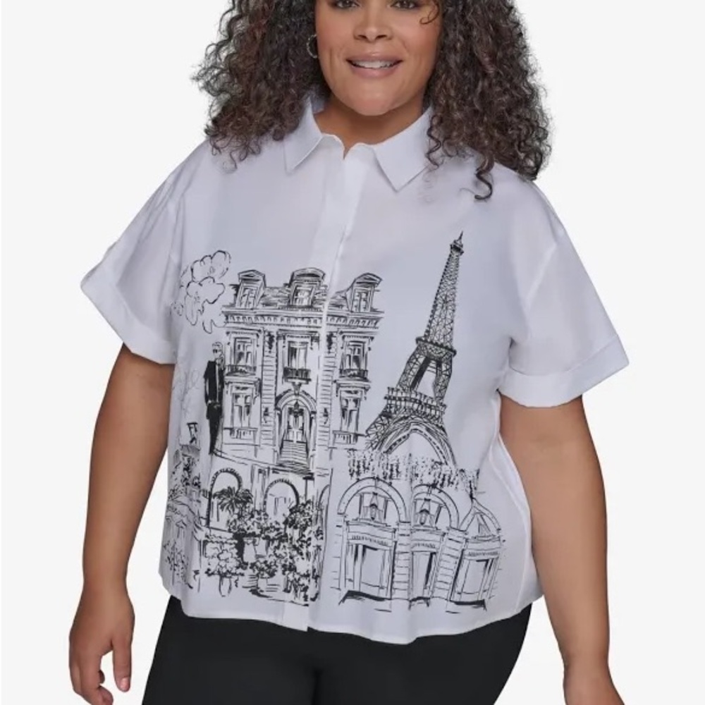 Karl Lagerfeld White Parisian Button-Down Shirt
